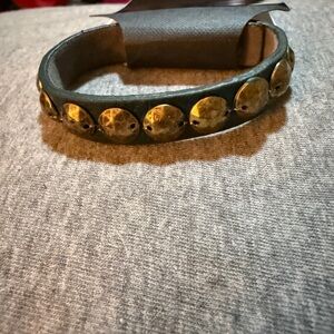 Gold Studded Leather Bracelet